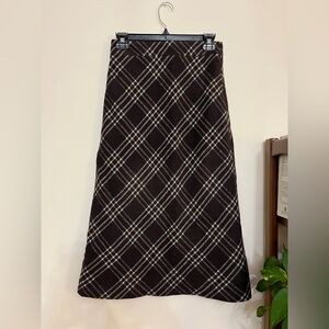 Rouje Cassie Plaid Wool Midi Skirt Size 36